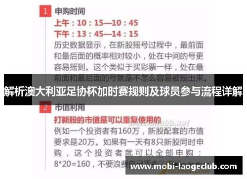 解析澳大利亚足协杯加时赛规则及球员参与流程详解